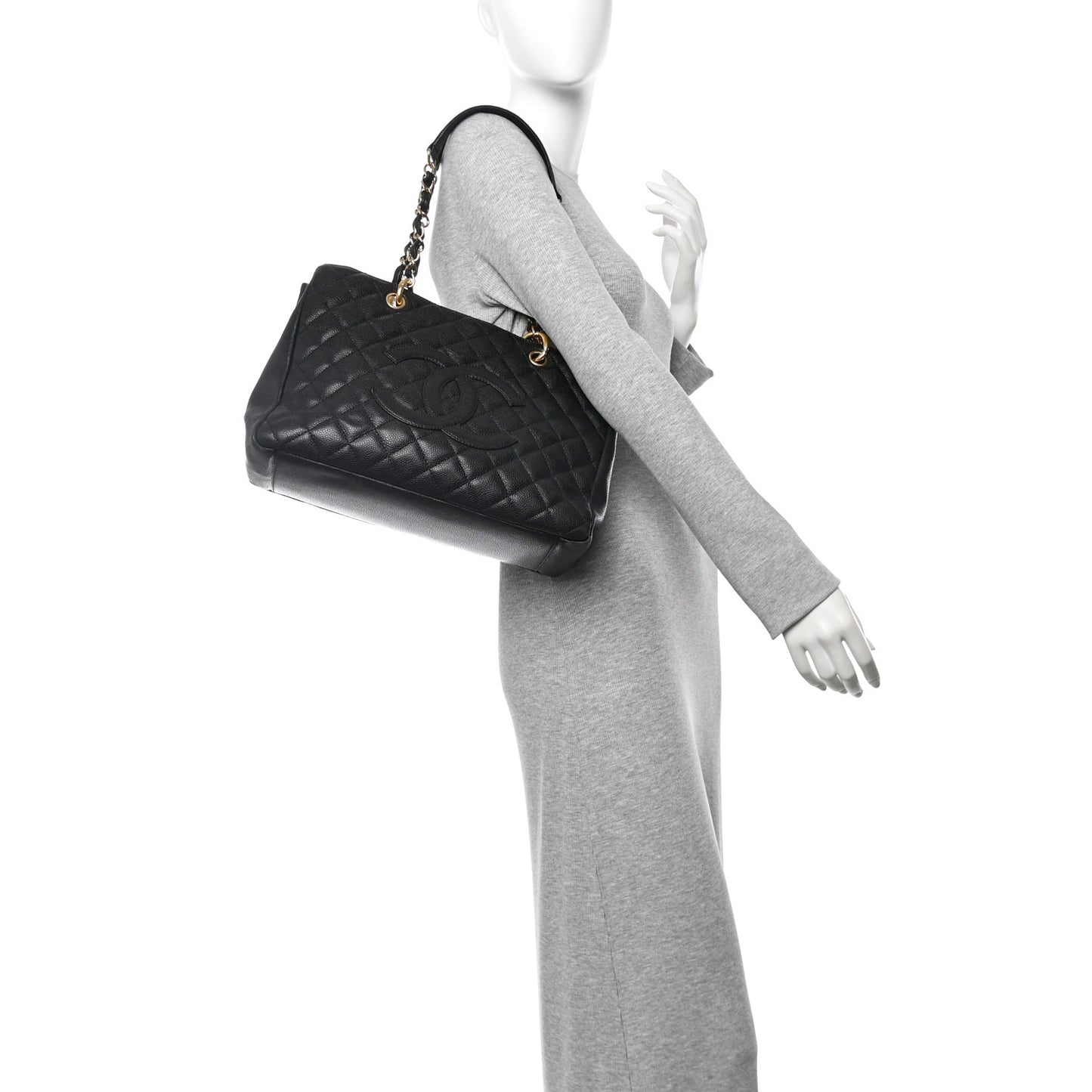 Caviar Quilted Grand Shopping Tote GST Black