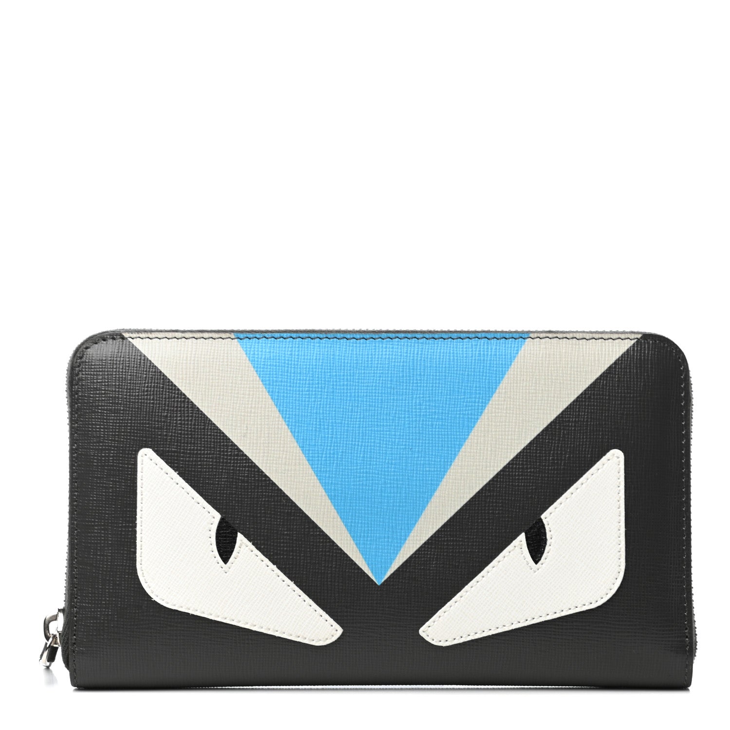 Fendi Vitello Elite Monster Eyes Zip Around Wallet Asfalto Multicolor 1 of 7