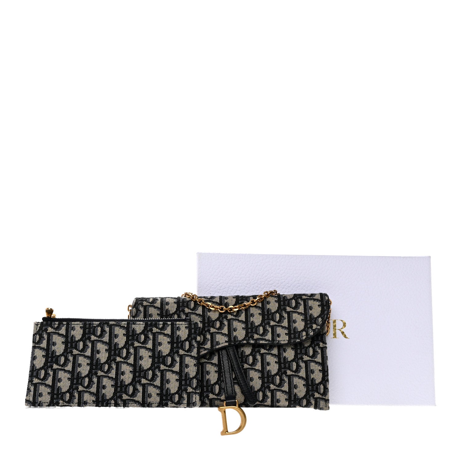 Christian Dior Oblique Saddle Chain Long Wallet Blue 12 of 12