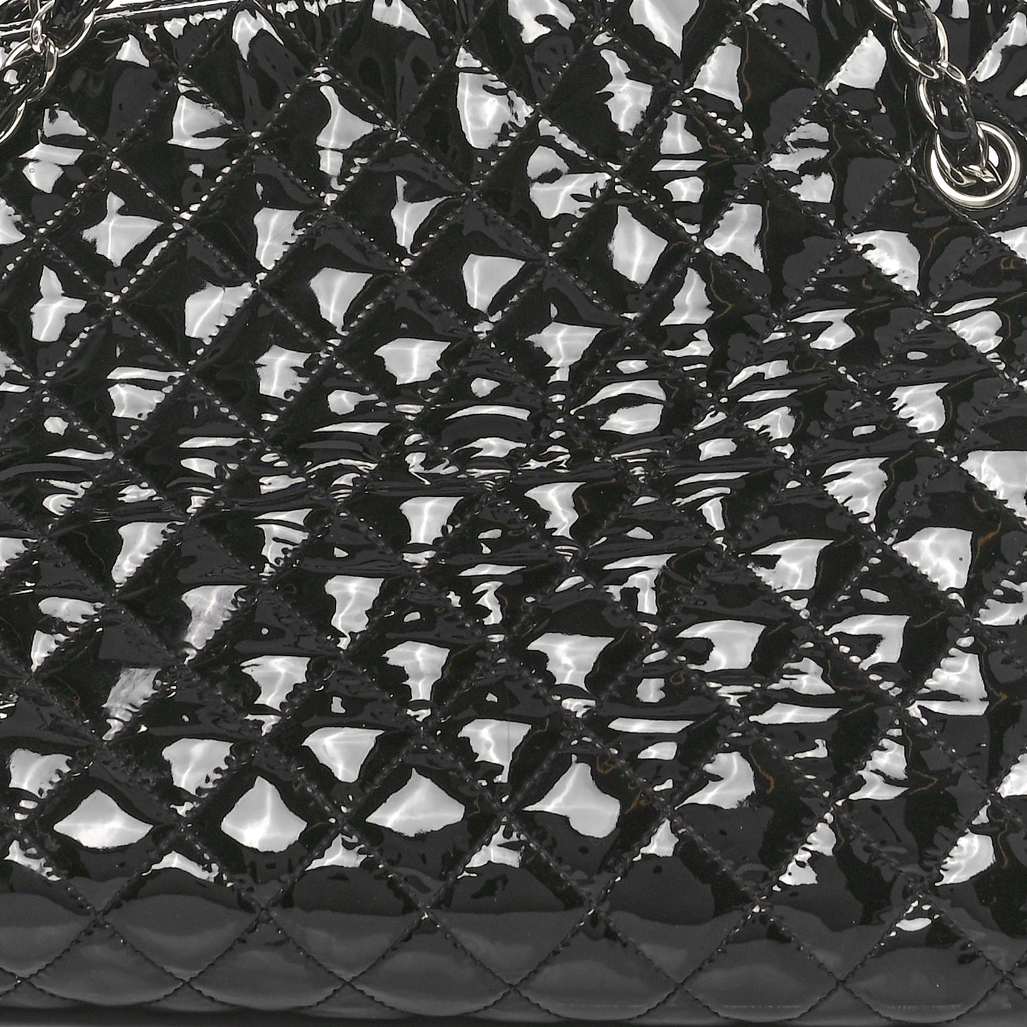Patent Quilted Large Just Mademoiselle Bowling Bag Black