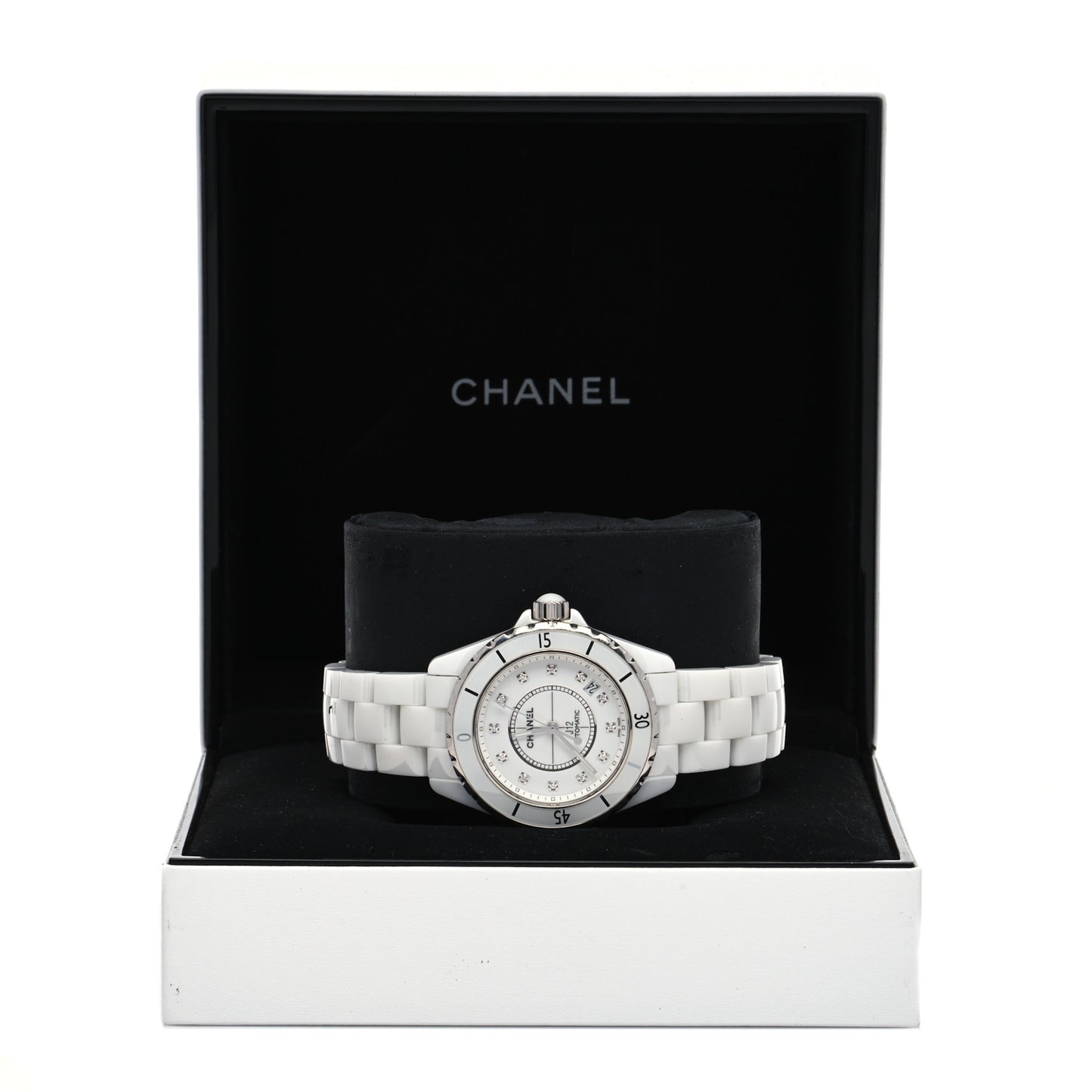 Stainless Steel Ceramic Diamond 38mm J12 Automatic Watch White