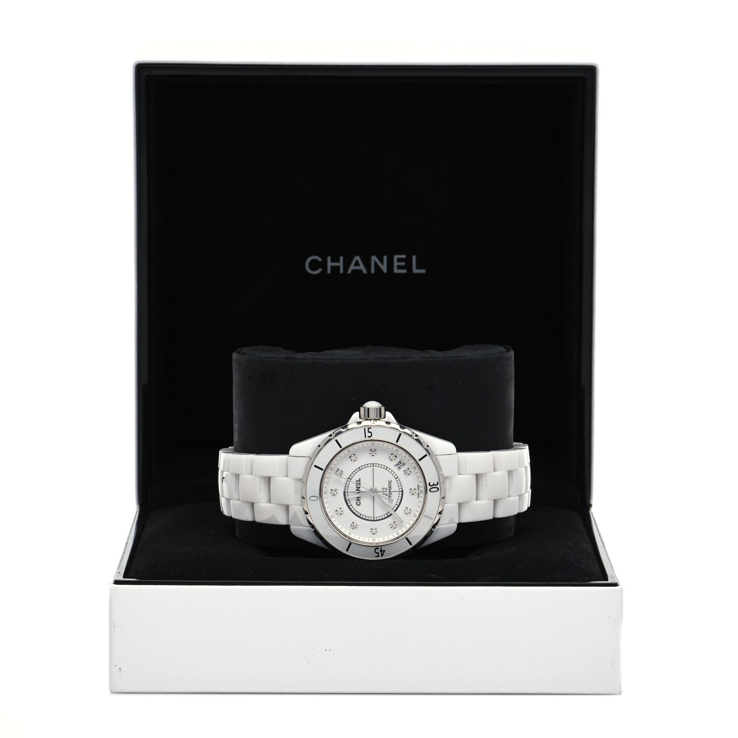 Chanel Stainless Steel Ceramic Diamond 38mm J12 Automatic Watch White 5 of 5