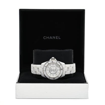 Chanel Stainless Steel Ceramic Diamond 38mm J12 Automatic Watch White 5 of 5