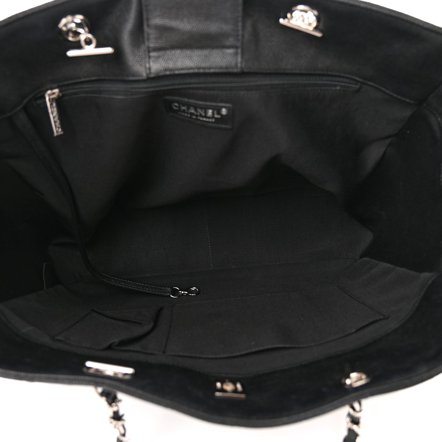 Caviar Quilted Large Shopping Tote Black