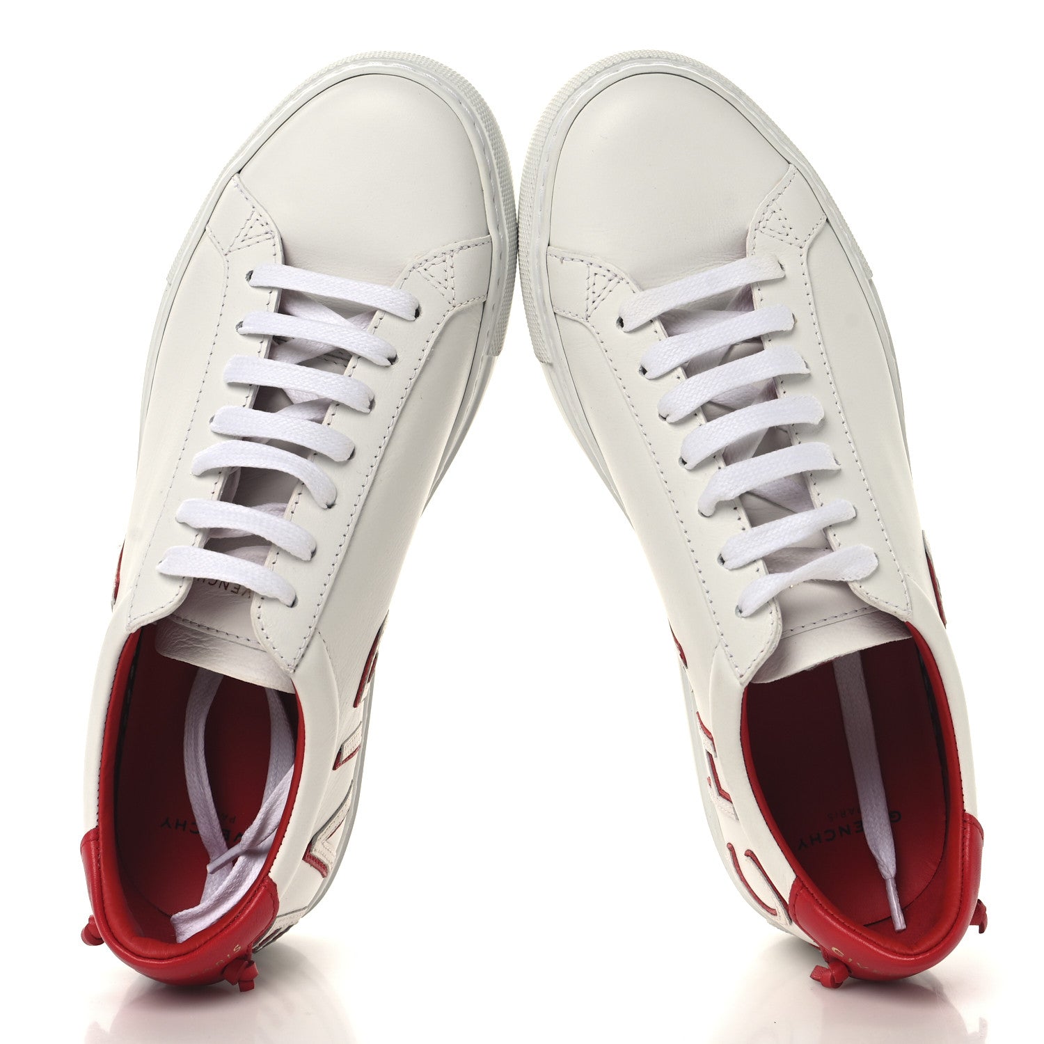 Givenchy Calfskin Reverse Logo Womens Urban Street Sneakers 37.5 White Red 2 of 10