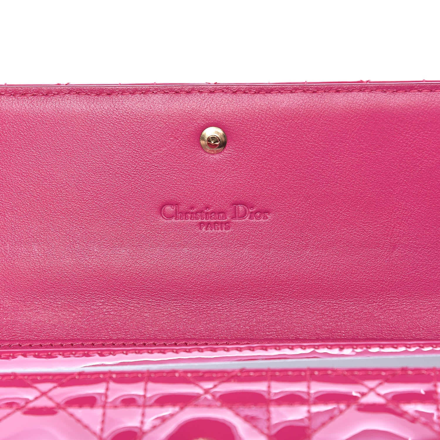 Christian Dior Patent Cannage Rendezvous Chain Wallet Magenta 6 of 11