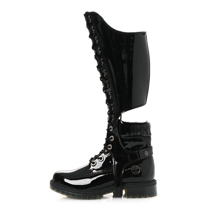 Jimmy Choo X TIMBERLAND Patent Crystal Womens Vibram Knee High Boots 8.5 Black 1 of 12