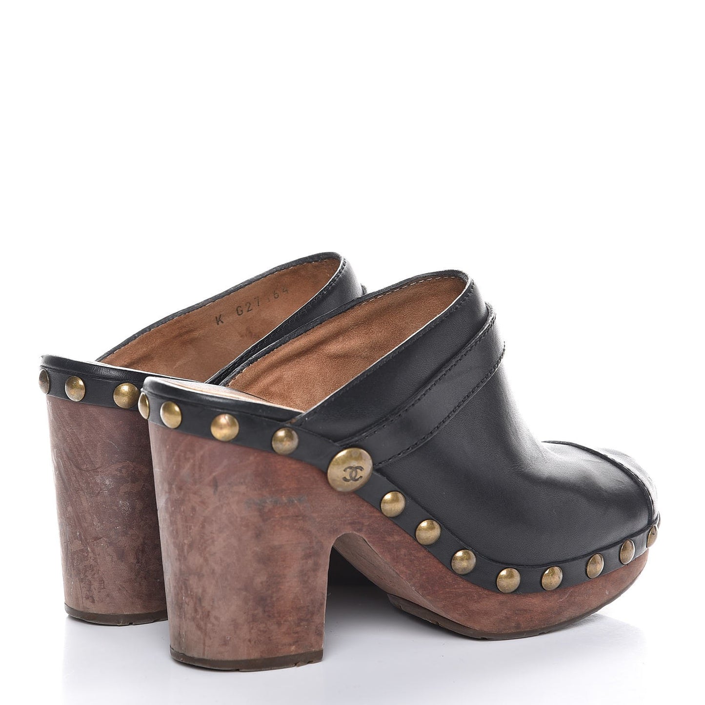 Calfskin Studded Clogs 35.5 Black