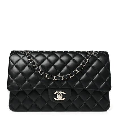 Chanel Lambskin Quilted Medium Double Flap Black Pink 1 of 10
