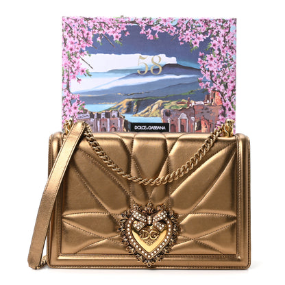 Dolce & Gabbana Metallic Nappa Quilted Medium Devotion Crossbody Bag Gold 10 of 10