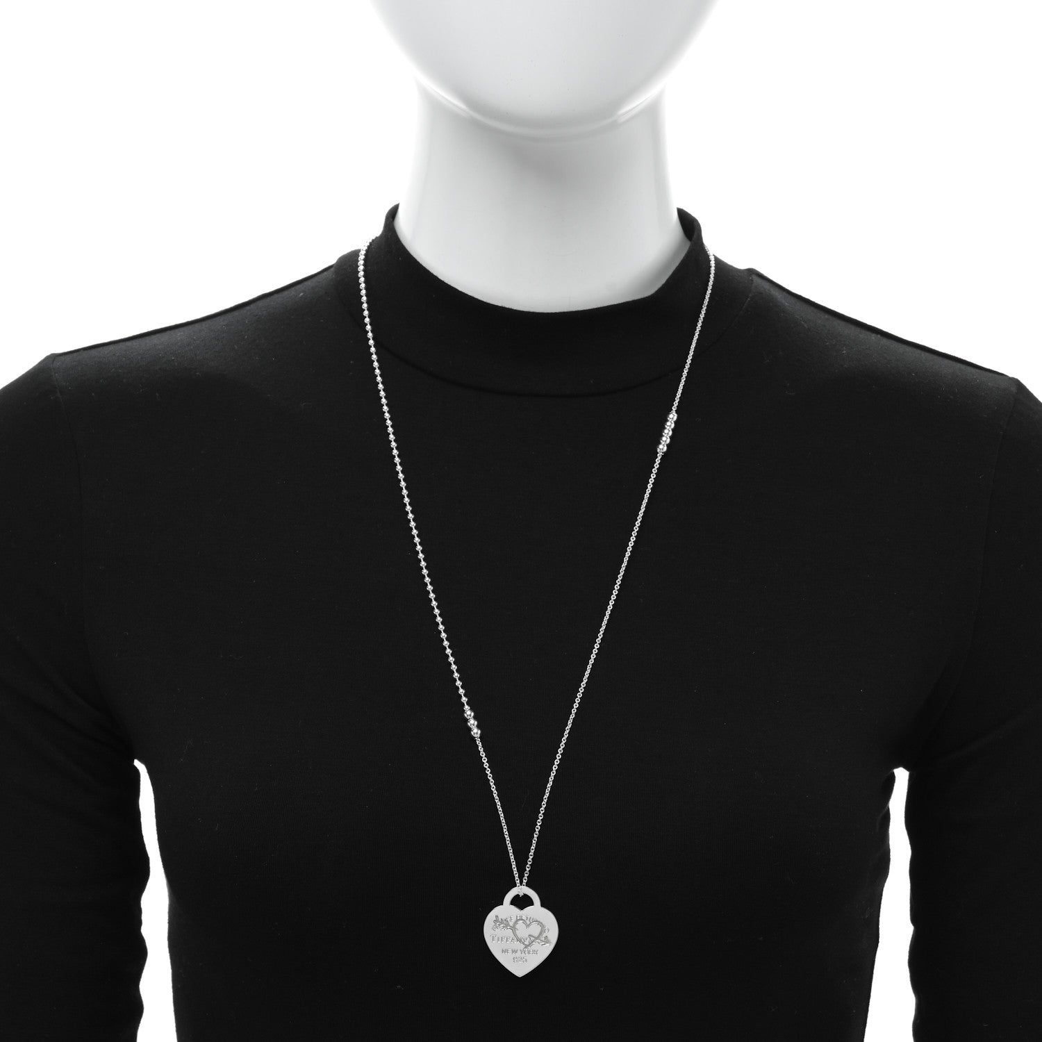 Tiffany Sterling Silver Return to Tiffany Etched Heart and Arrow Tag Pendant Necklace 2 of 5