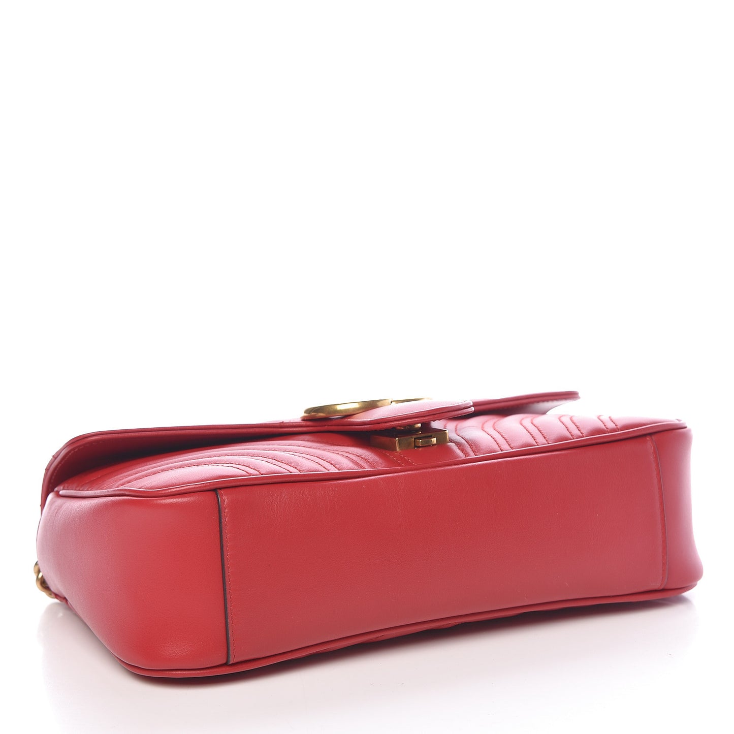 Calfskin Matelasse Small GG Marmont Shoulder Bag Hibiscus Red