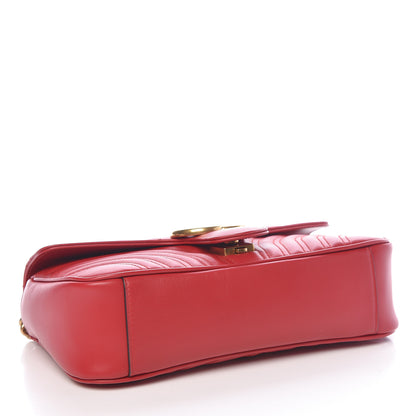 Gucci Calfskin Matelasse Small GG Marmont Shoulder Bag Hibiscus Red 4 of 10