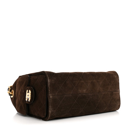 Chanel Suede Quilted Mini Chanel 25 Handbag Dark Brown 4 of 10