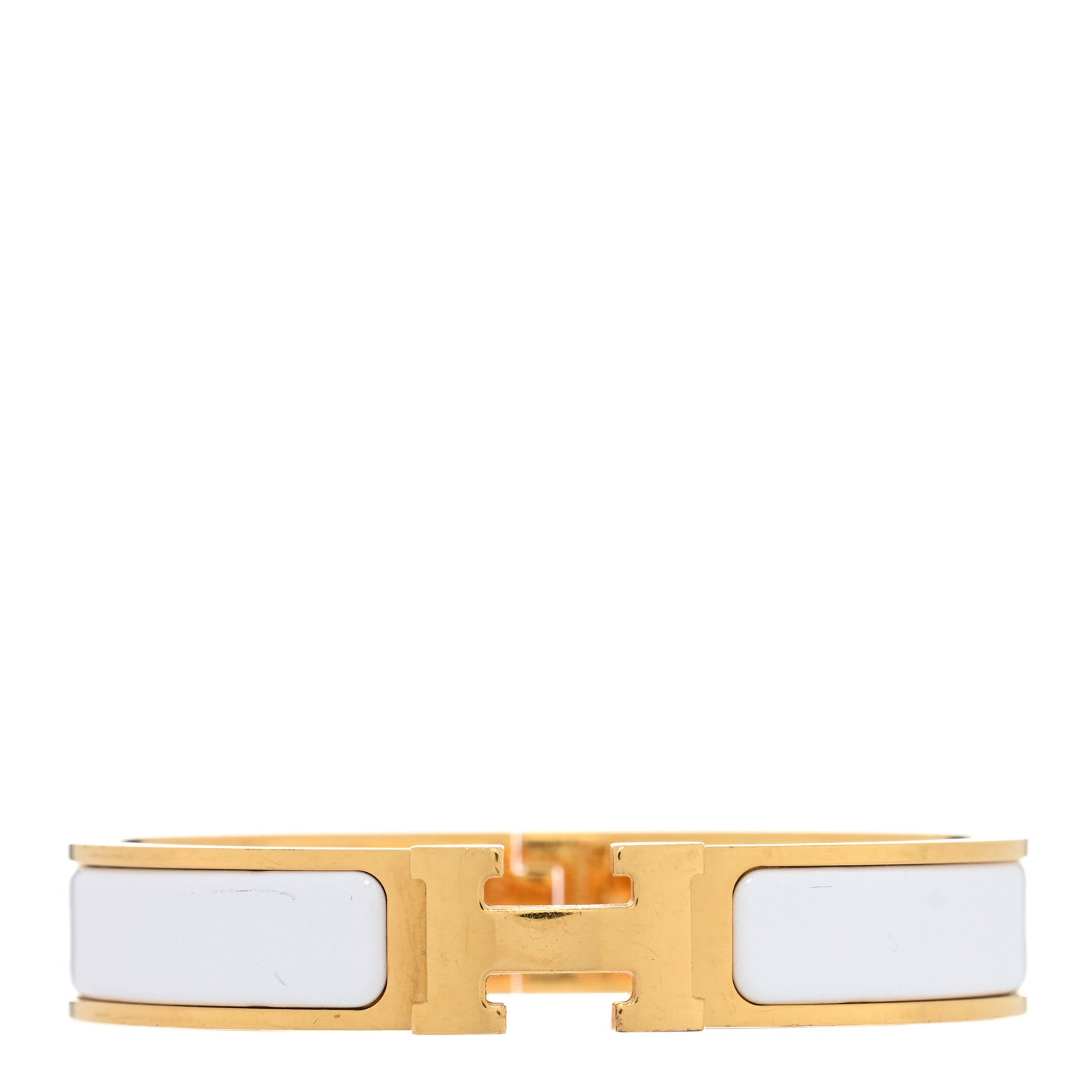 Hermes Enamel Narrow Clic Clac H Bracelet GM White 1 of 4
