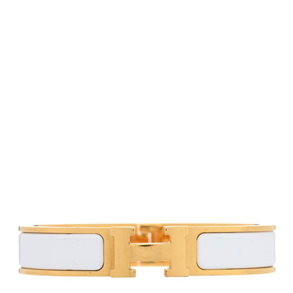 Hermes Enamel Narrow Clic Clac H Bracelet GM White 1 of 4