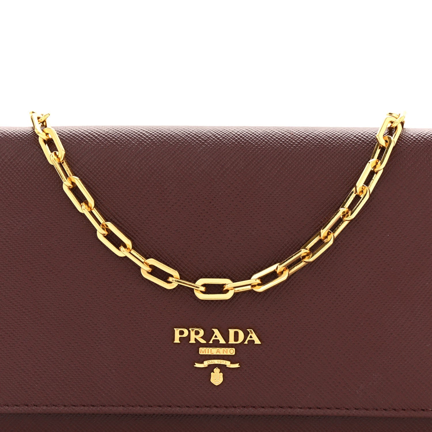 Prada Saffiano Metal Large Chain Wallet Granato 7 of 11