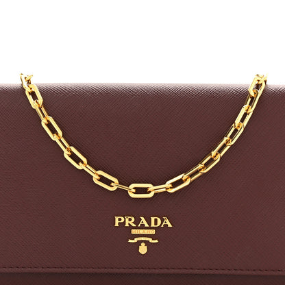 Prada Saffiano Metal Large Chain Wallet Granato 7 of 11