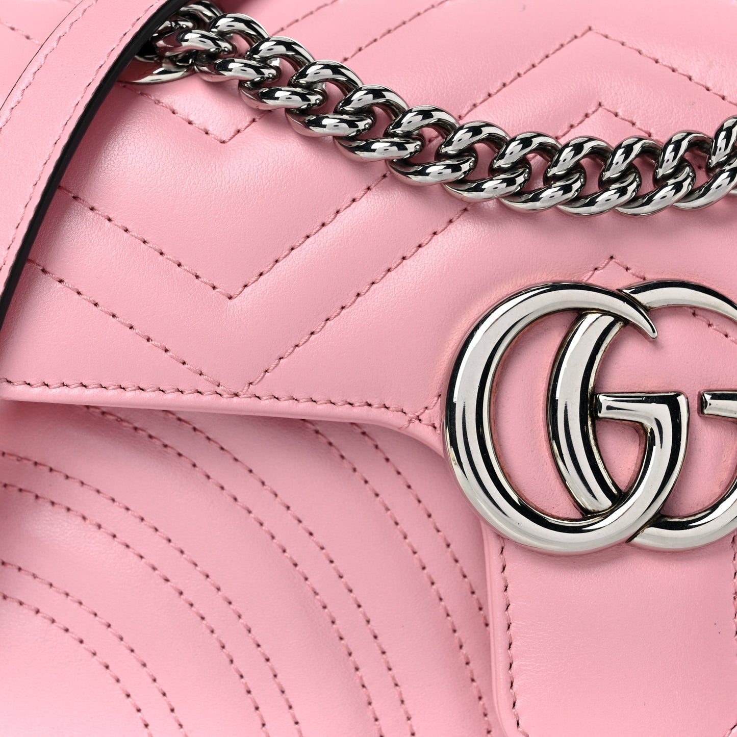 Calfskin Matelasse Mini GG Marmont Shoulder Bag Wild Rose