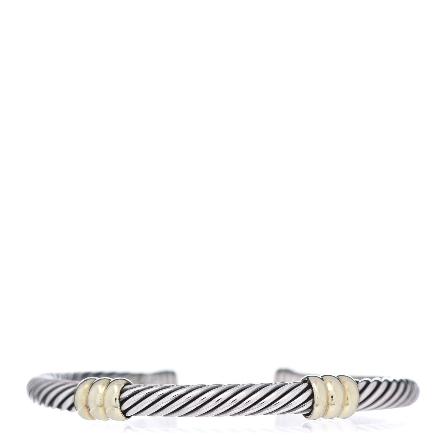 David Yurman Sterling Silver 14K Yellow Gold 5mm Double Station Cable Classics Bracelet 1 of 7