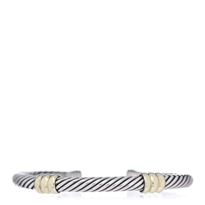 David Yurman Sterling Silver 14K Yellow Gold 5mm Double Station Cable Classics Bracelet 1 of 7