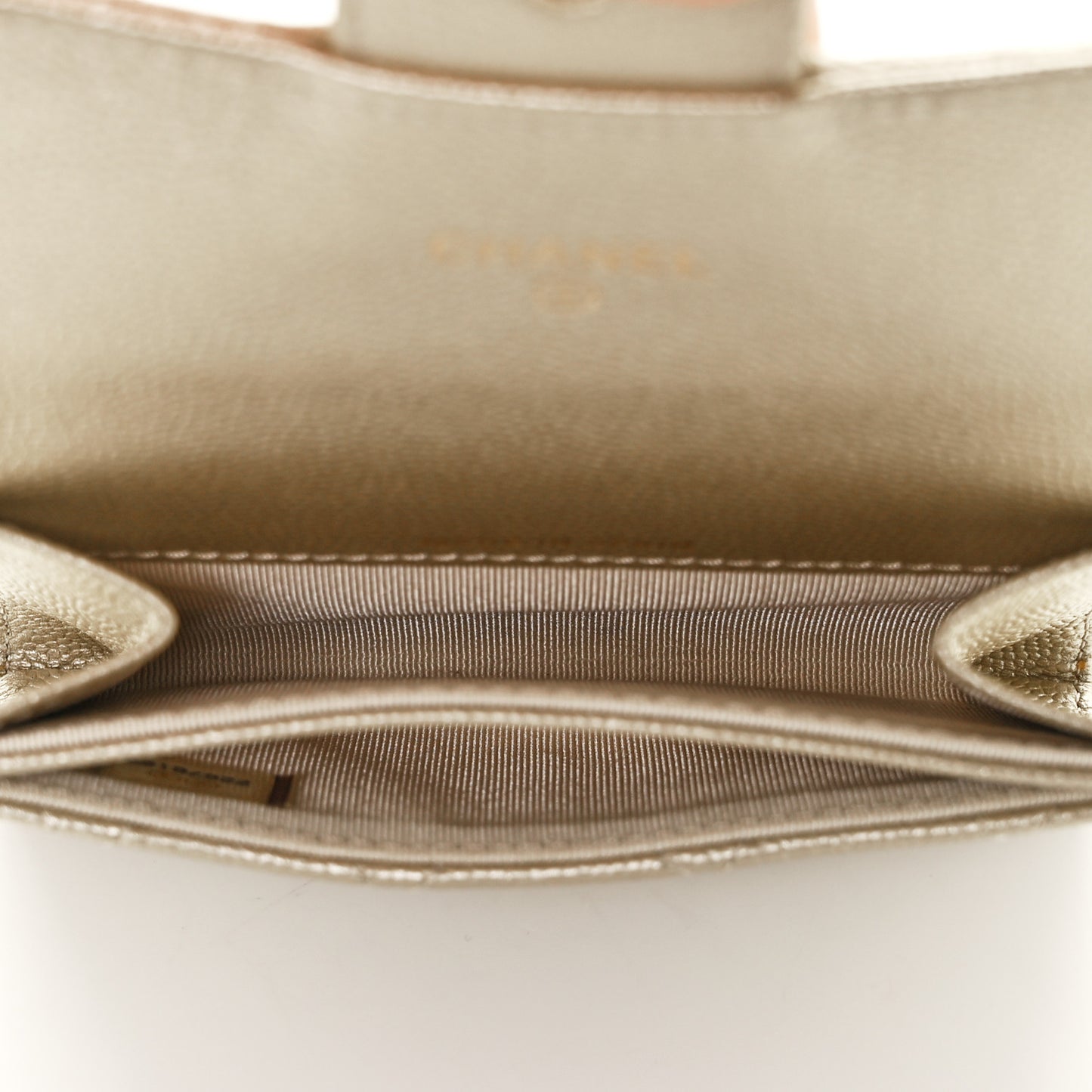 Metallic Caviar Quilted Flap Card Holder Gold