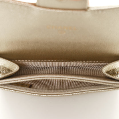 Chanel Metallic Caviar Quilted Flap Card Holder Gold 5 of 11