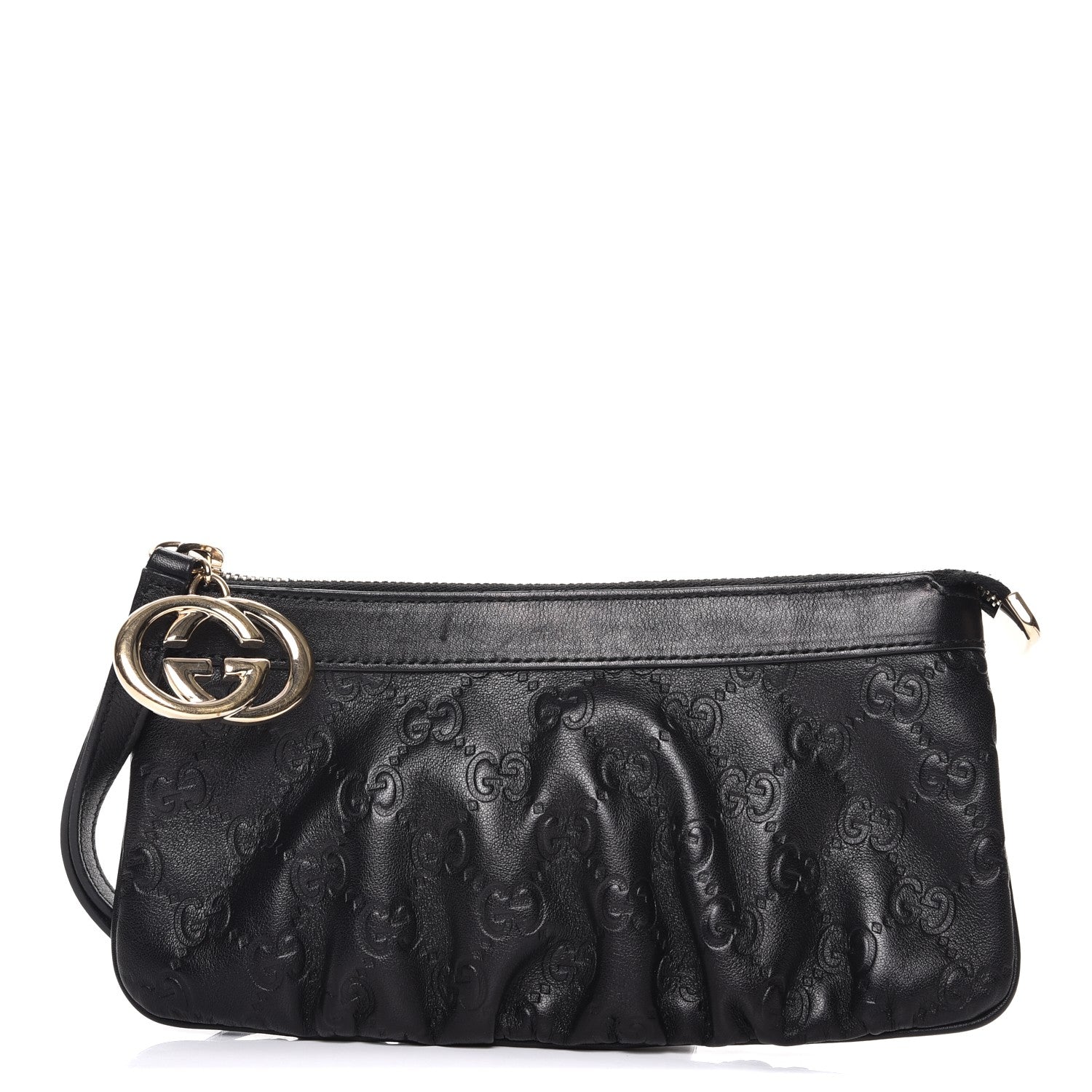 Gucci Guccissima Signature New Britt Wristlet Black 1 of 9