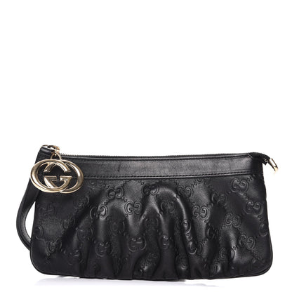 Gucci Guccissima Signature New Britt Wristlet Black 1 of 9