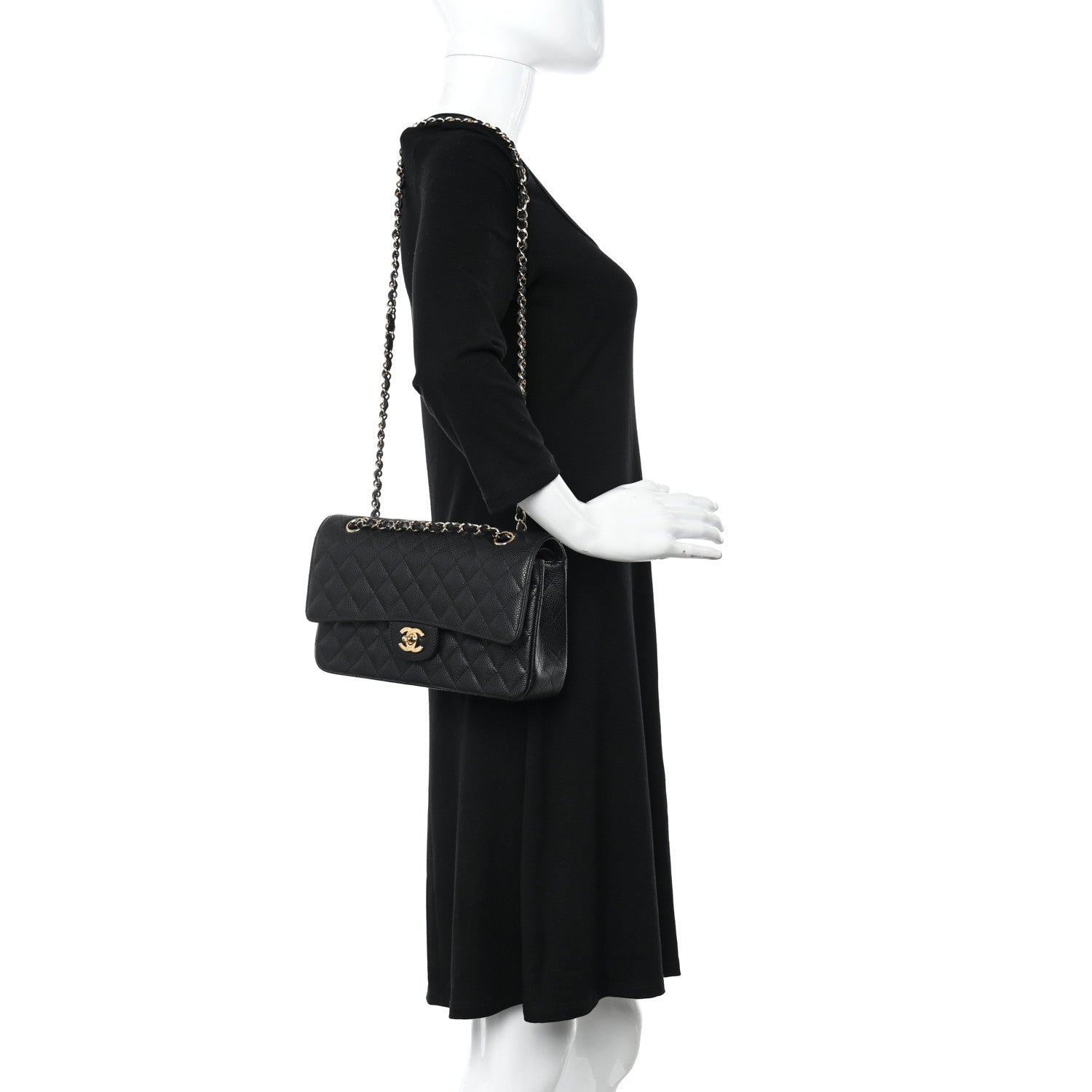 Chanel Caviar Quilted Medium Double Flap Black 2 of 12