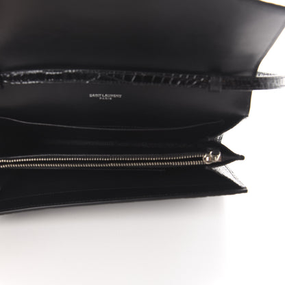 Saint Laurent Calfskin Crocodile Embossed Monogram Uptown Crossbody Black 4 of 10