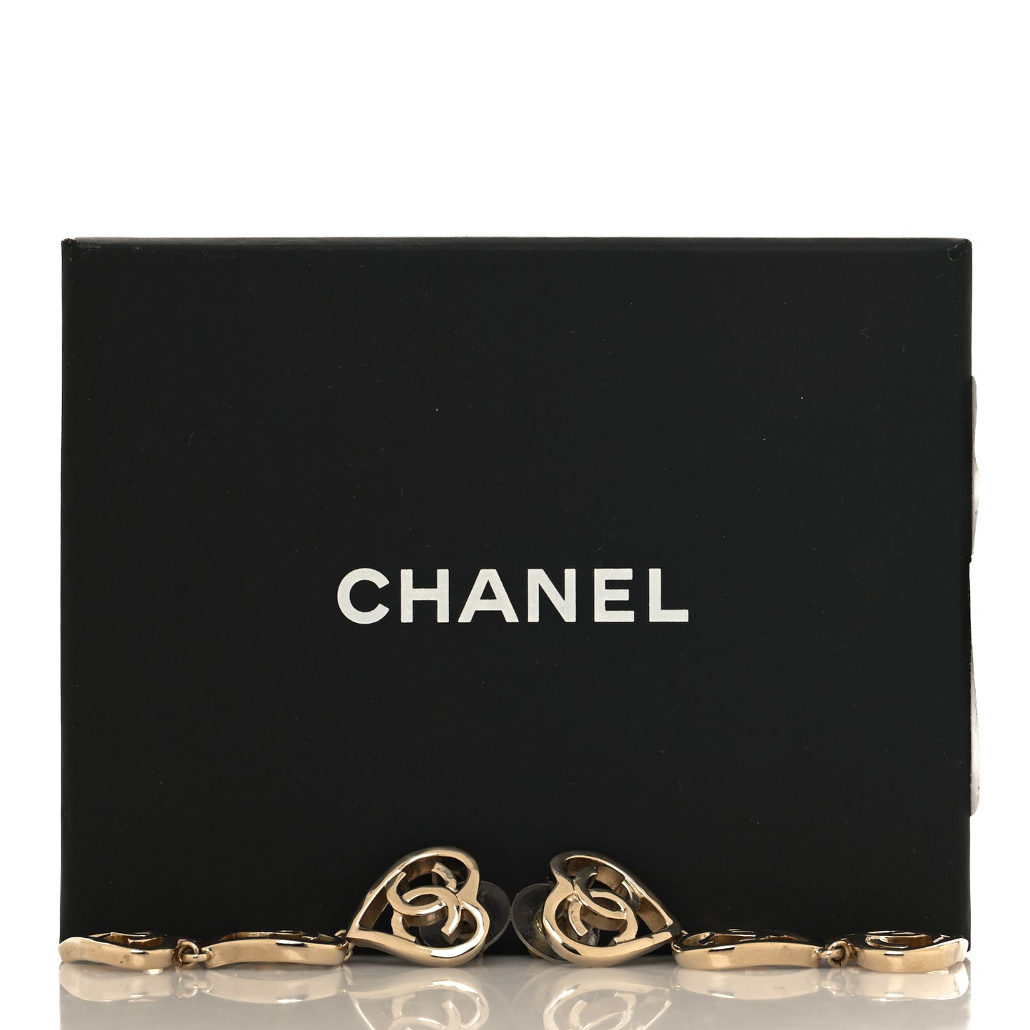 Metal CC Triple Heart Coco In Love Drop Earrings Gold
