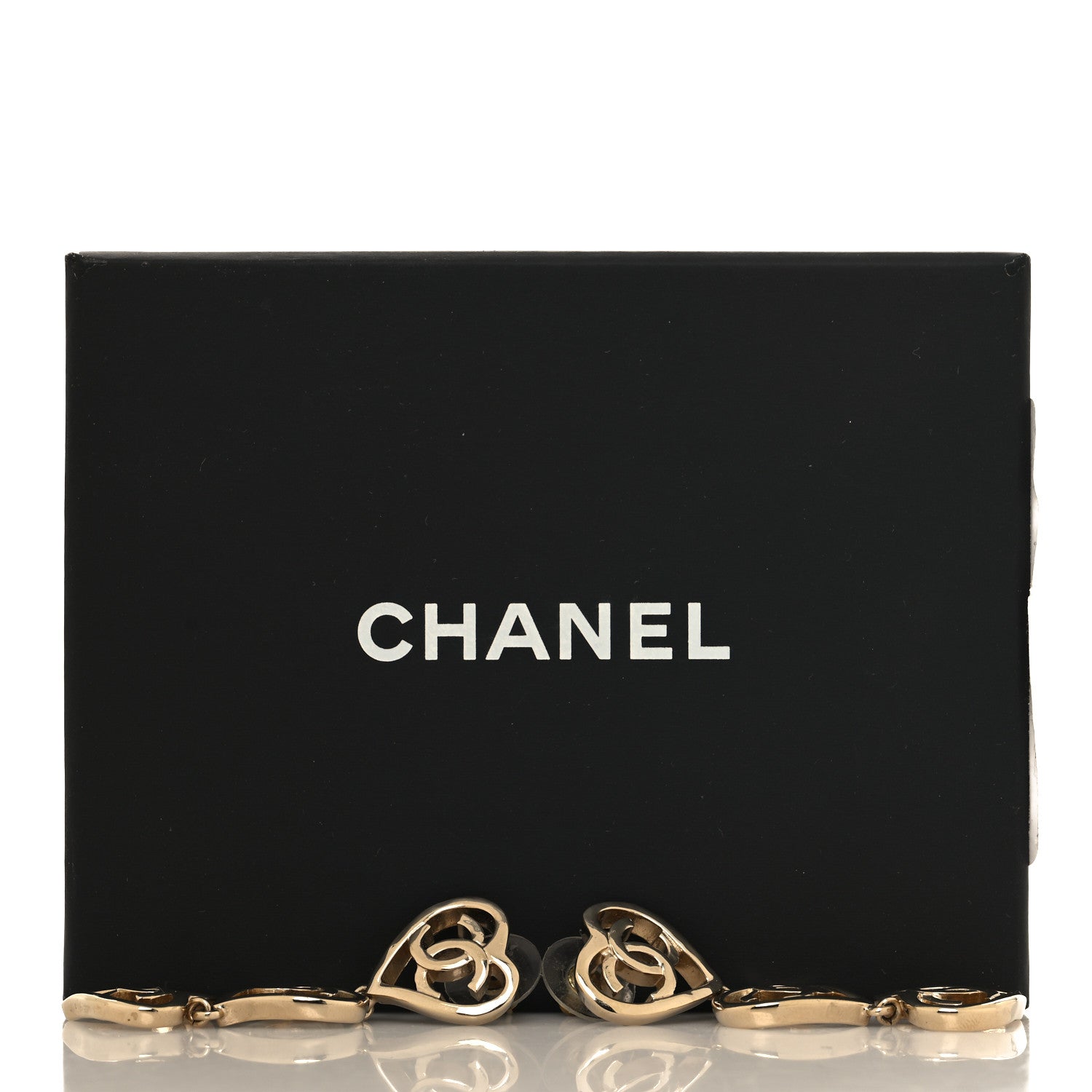 Chanel Metal CC Triple Heart Coco In Love Drop Earrings Gold 5 of 5