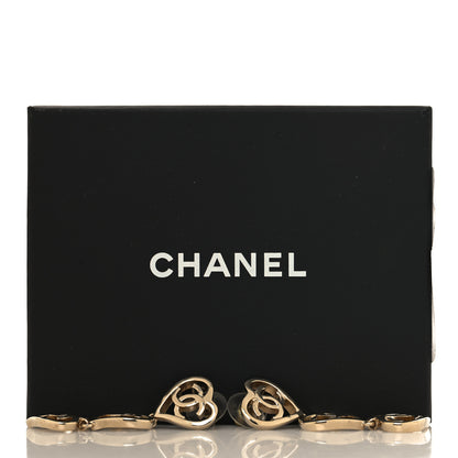 Chanel Metal CC Triple Heart Coco In Love Drop Earrings Gold 5 of 5