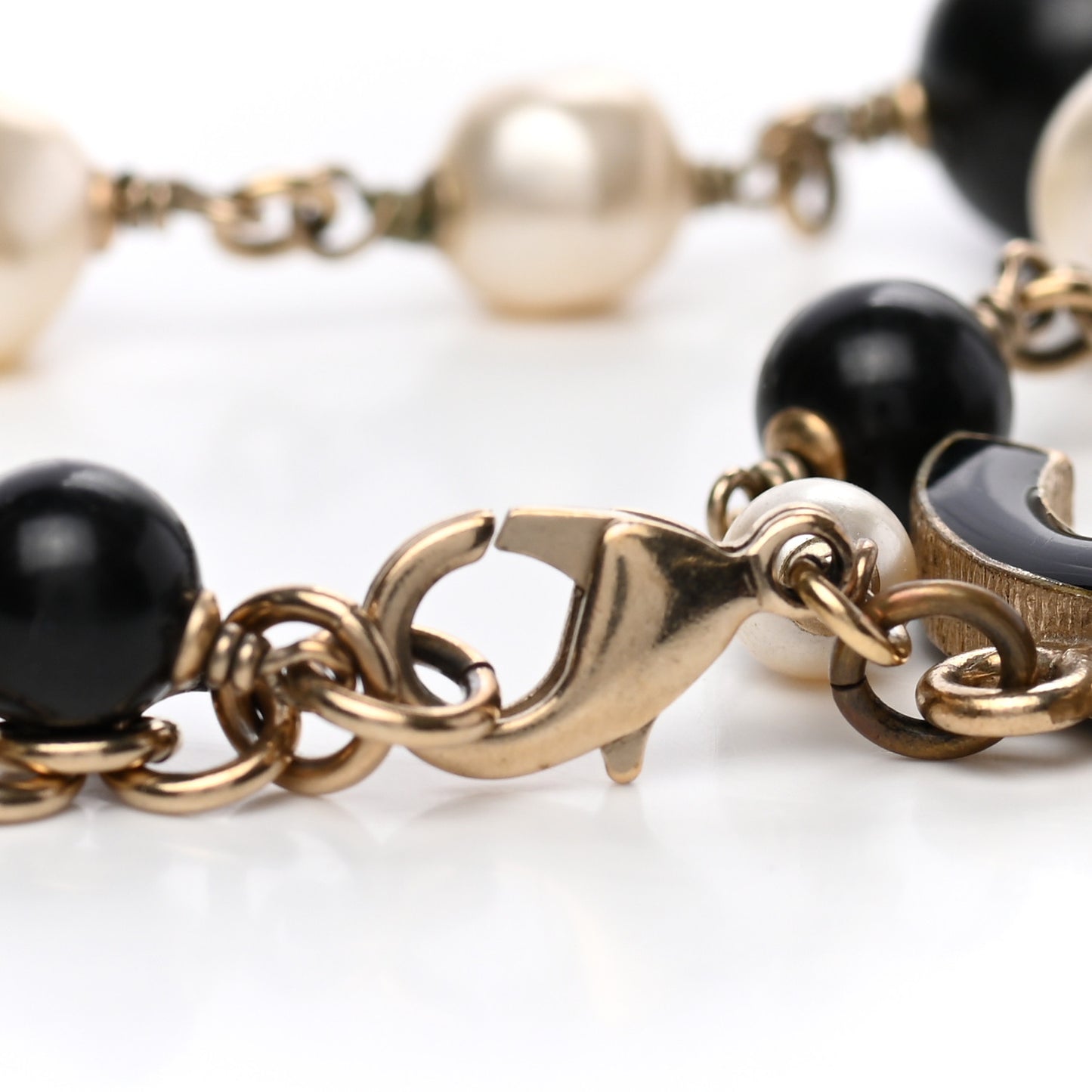 Enamel Pearl Beaded CC Bracelet Gold