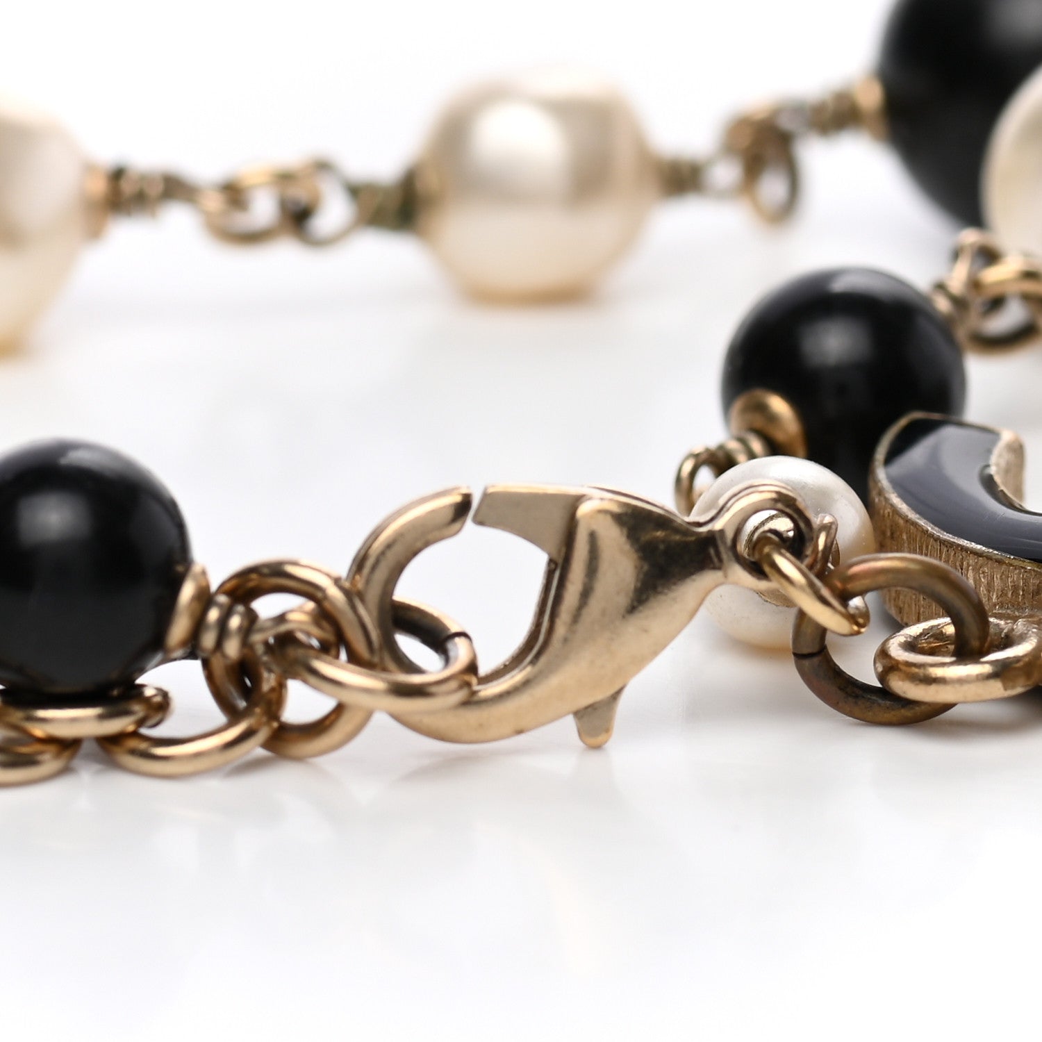 Chanel Enamel Pearl Beaded CC Bracelet Gold 7 of 9