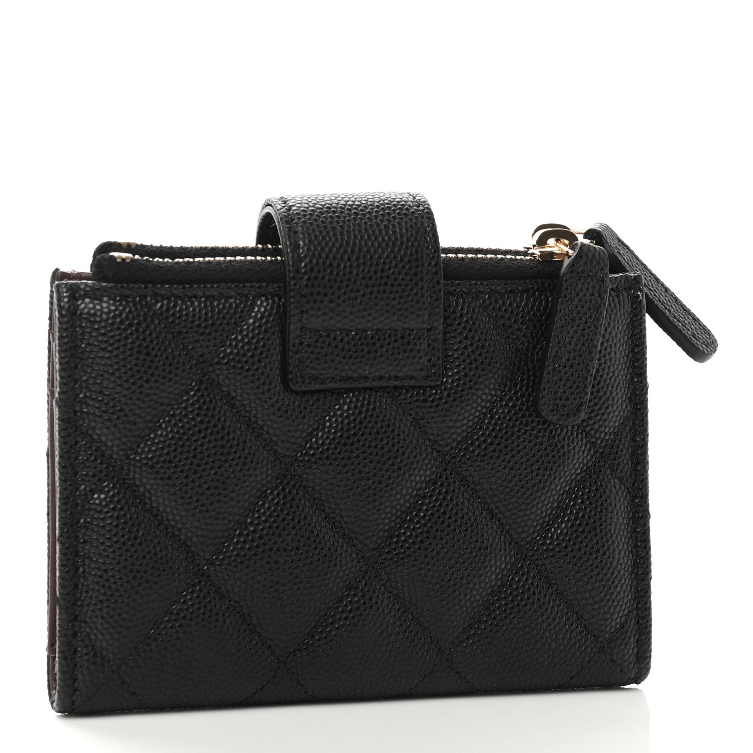 Chanel Caviar Quilted Compact Zipped Pocket Wallet Black 3 of 8