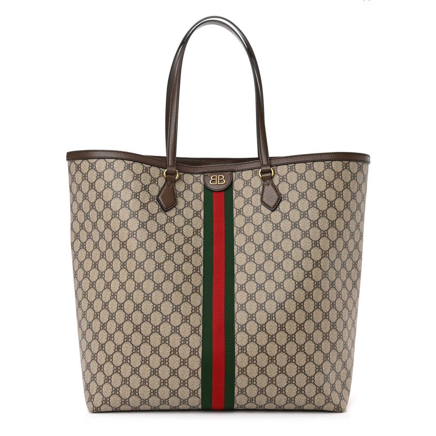 Gucci X BALENCIAGA BB Supreme Monogram Web Large Ophidia Shopping Tote Beige New Acero 1 of 11