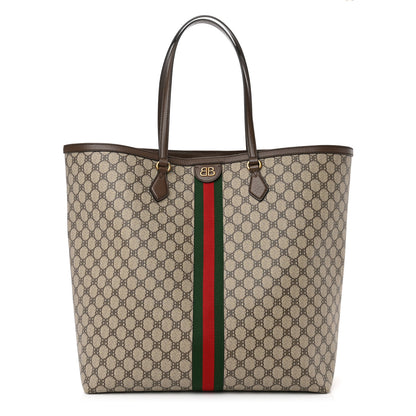 Gucci X BALENCIAGA BB Supreme Monogram Web Large Ophidia Shopping Tote Beige New Acero 1 of 11