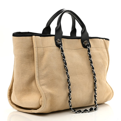 Chanel Canvas Medium Deauville Tote Beige Black 2 of 9