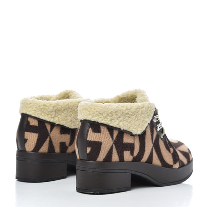 Gucci Wool Faux Shearling G Rhombus Womens Victor Ankle Boots 36.5 Beige Cocoa 4 of 20
