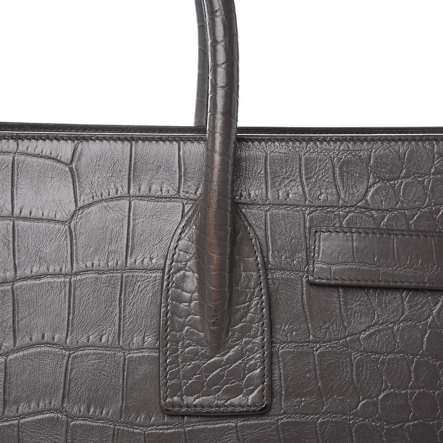 Calfskin Crocodile Embossed Small Sac De Jour Earth