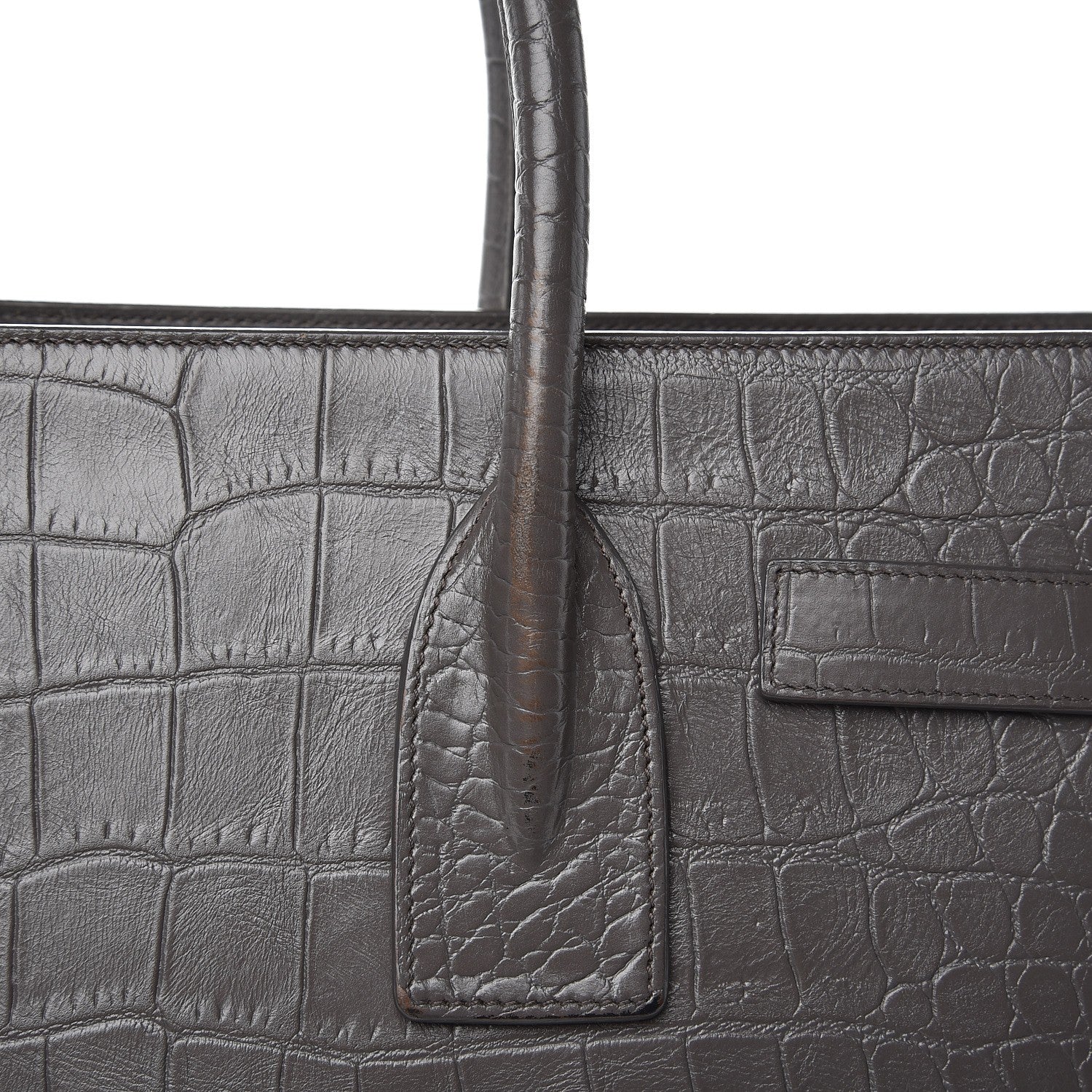 Saint Laurent Calfskin Crocodile Embossed Small Sac De Jour Earth 12 of 15