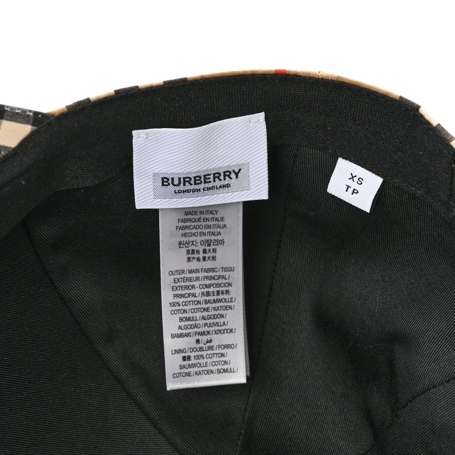Burberry Cotton Vintage Check Monogram Baseball Hat XS Archive Beige 8 of 8