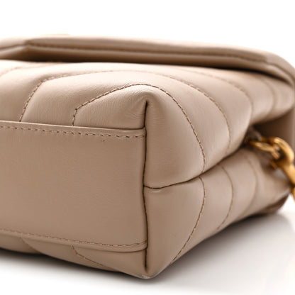 Saint Laurent Calfskin Y Quilted Monogram Toy Loulou Crossbody Bag Dark Beige 9 of 11