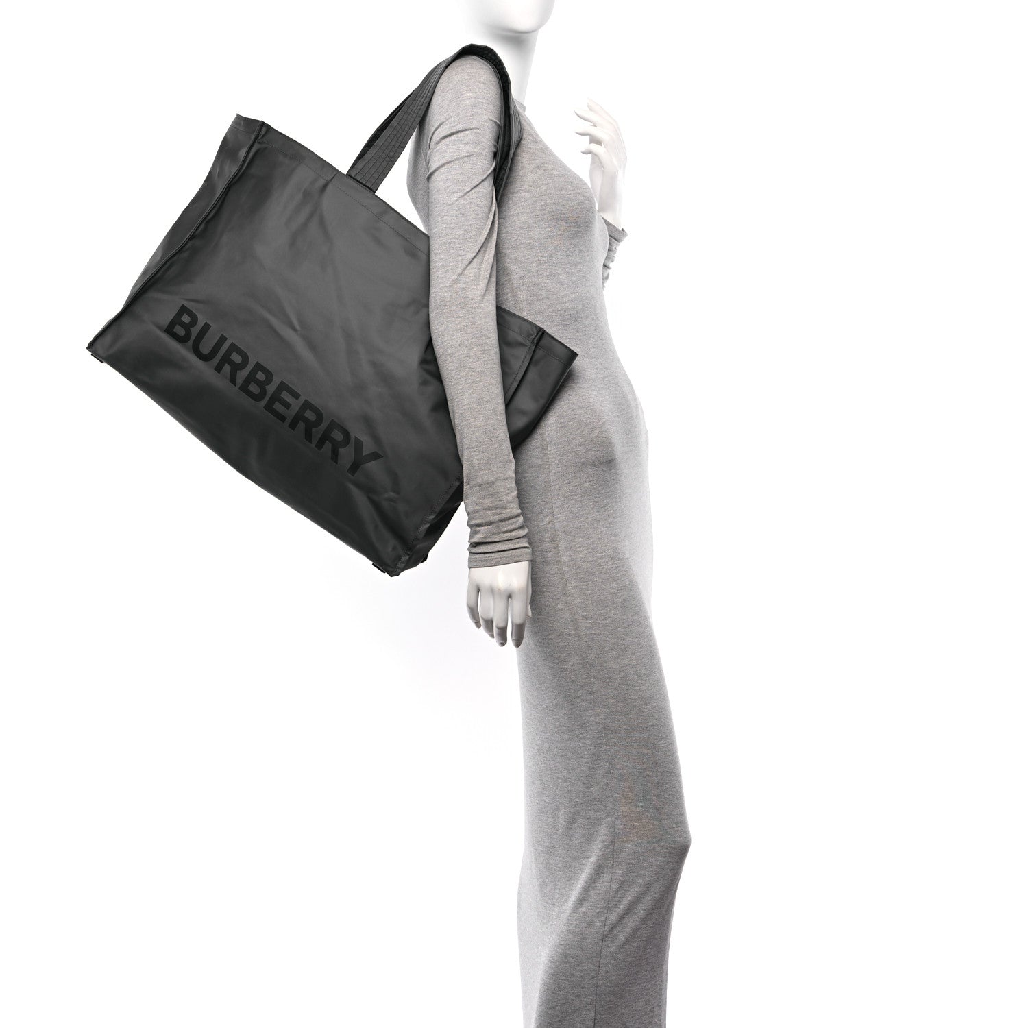 Burberry Nylon Logo Trench Tote Bag Charcoal Grey 2 of 11