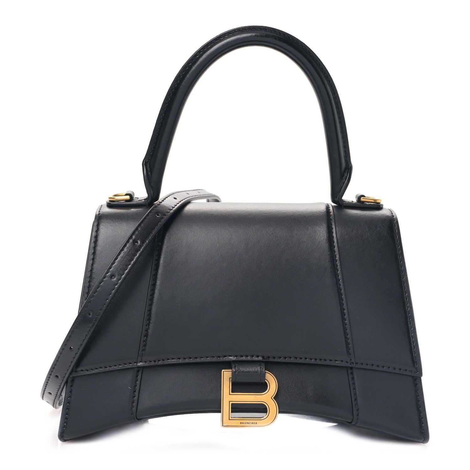 Balenciaga Shiny Box Calfskin Small Hourglass Top Handle Bag Black 1 of 9