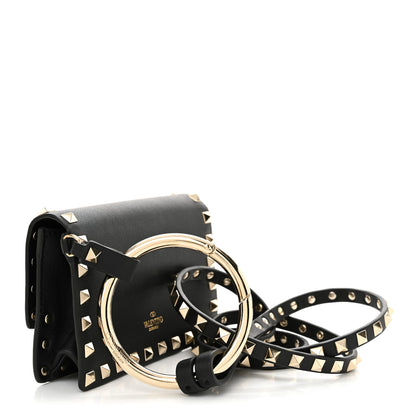 Valentino Garavani Calfskin Rockstud Flap Wallet On Strap Black 3 of 10