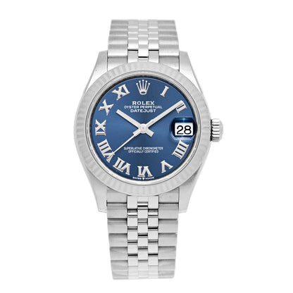 Rolex Stainless Steel 18K White Gold 31mm Oyster Perpetual Datejust Watch Bright Blue Roman 278274 1 of 5