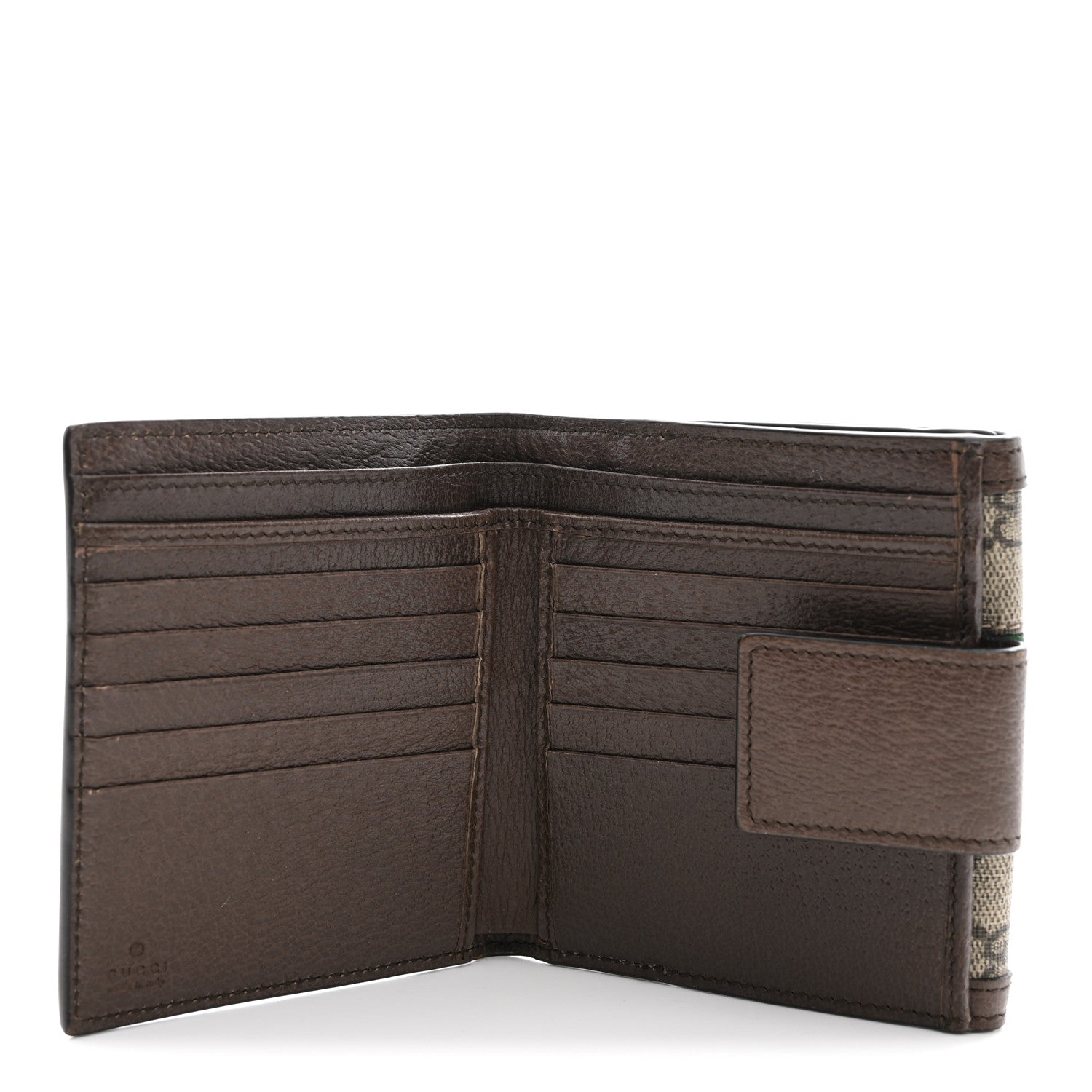 Gucci GG Supreme Monogram Web Ophidia French Flap Wallet Beige New Acero 6 of 8